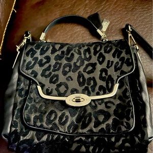 Coach handle leopard bag